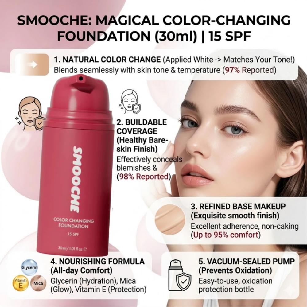Beauty Makeup Foundation - Base de Maquiagem Natural SMOOCHE que