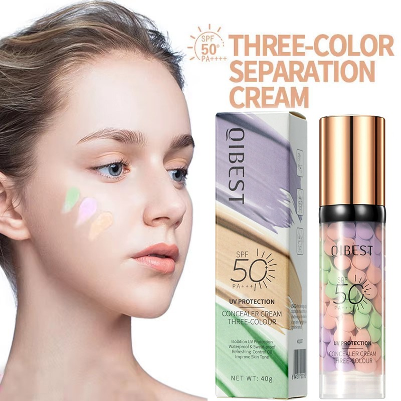 Beauty Makeup Foundation - Primer Facial Tricolor em Creme para