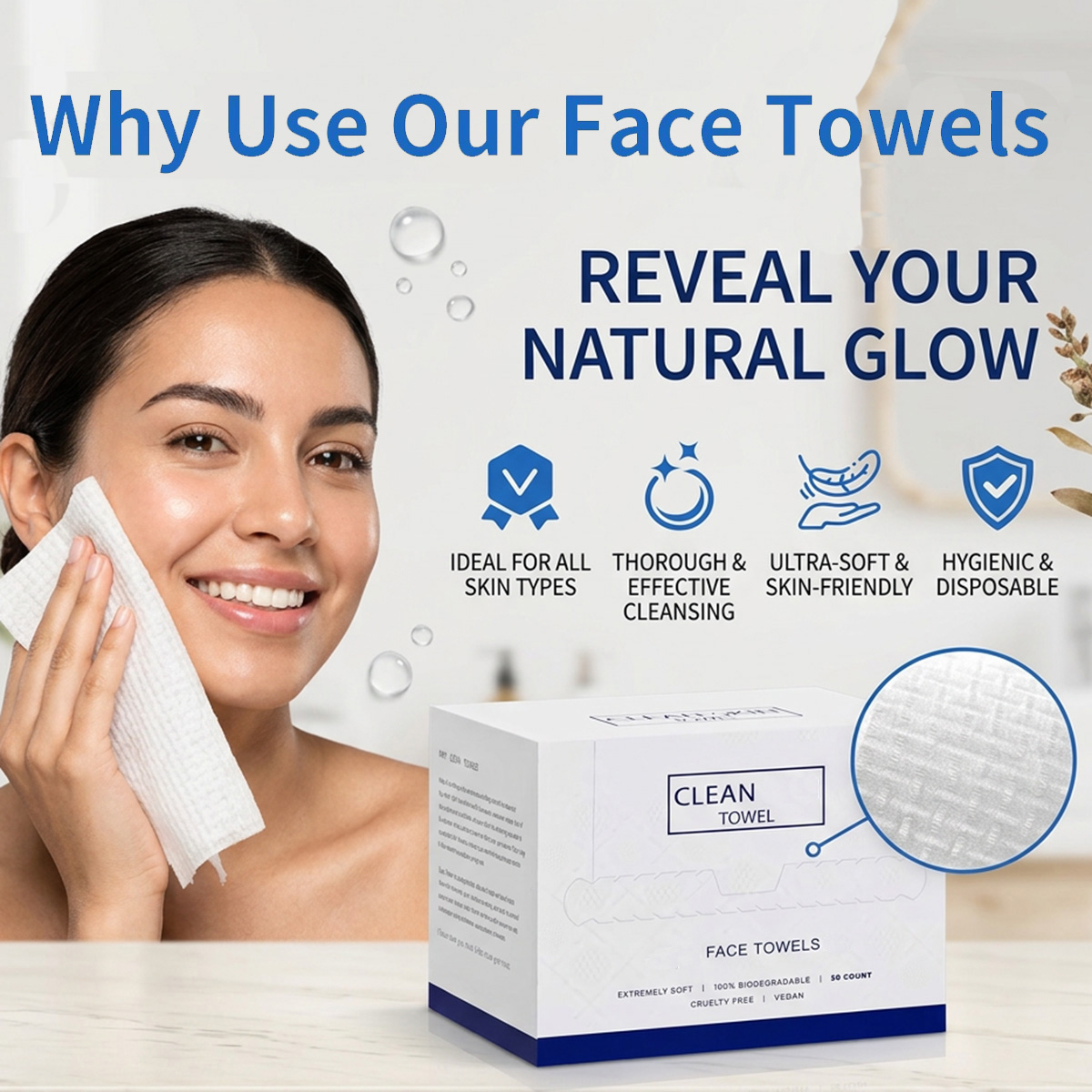 Beauty Makeup Kit - 50 Unidades/Caixa Toalhas Faciais Descartáveis para