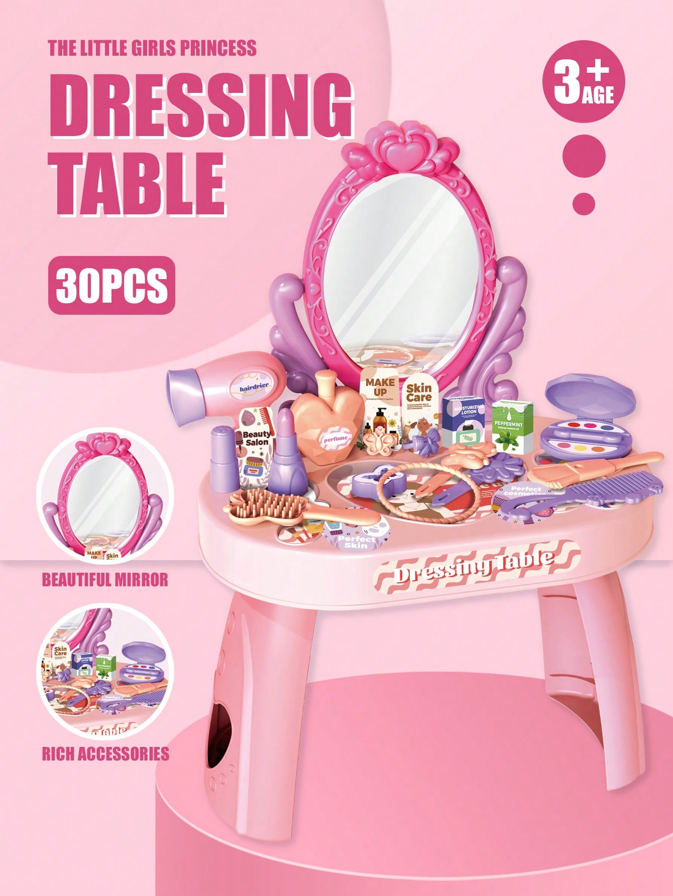 Beauty Makeup Desk - Conjunto de Brinquedo de Mesa de