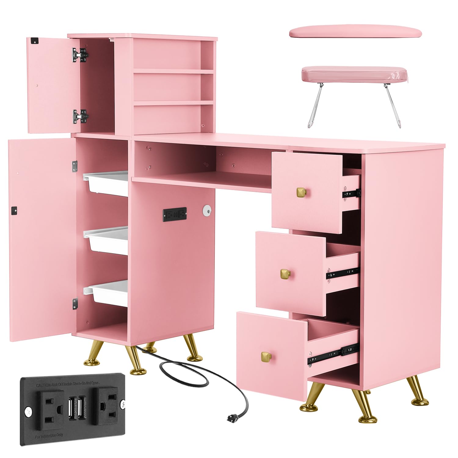 Mesa de Unhas Rosa para Técnic - Beauty Makeup Desk avaliação e preço