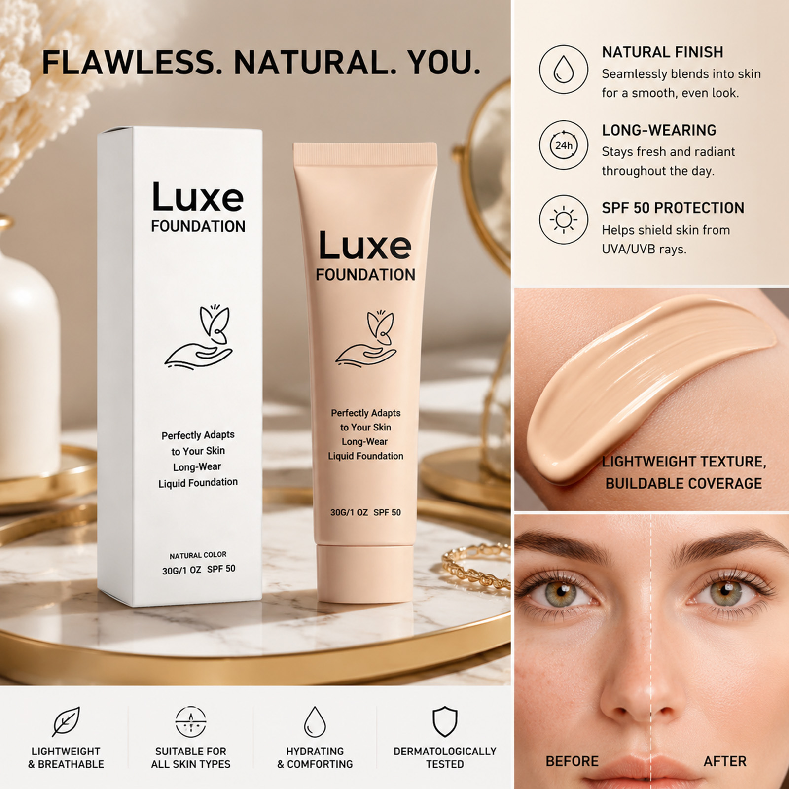 Base de Maquiagem com FPS 50+  - Beauty Makeup Foundation avaliação e preço